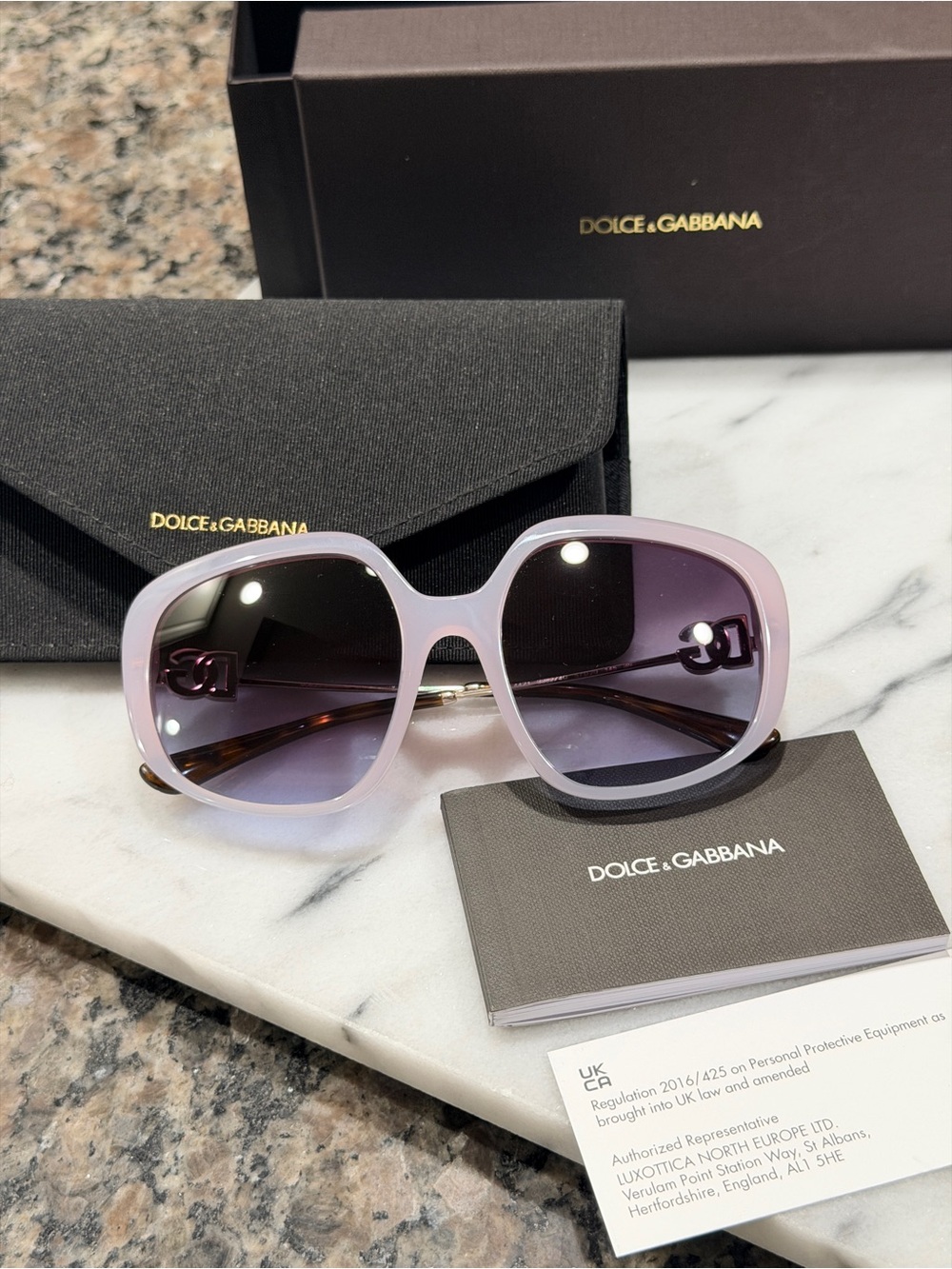 Dolce & Gabbana Lavender Frame Sunglasses with Gradient Purple Lenses